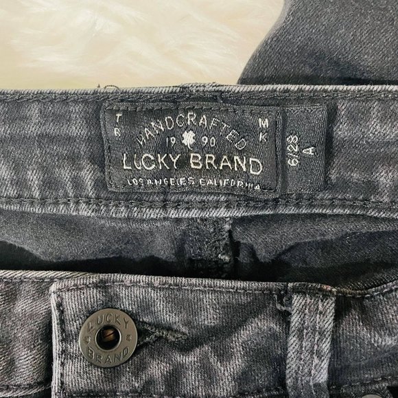 Lucky Brand Low Rise Stretchy Ripped Lolita Skinny Black Denim Jeans Size 6/28 - Picture 5 of 7